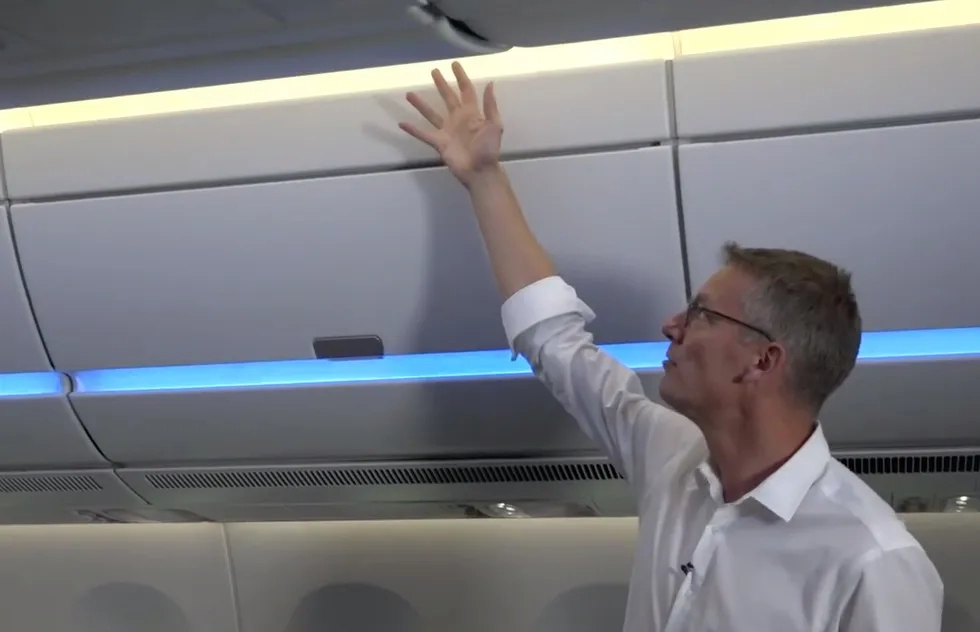Jean-Brice Dumont, EVP of engineering for Airbus, explaining cabin design in video