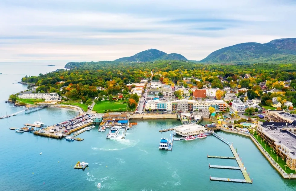 port of historic center of Bar Harbor, Maine