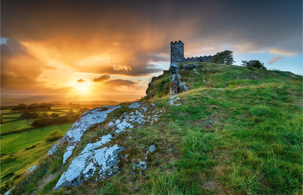 chapel on top of Brentor near Tavistock on the edge of Dartmoor National Park in Devon
