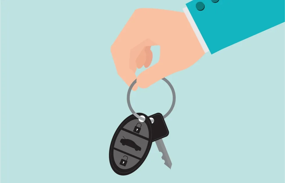 dangling car keys being handed over (illustration)