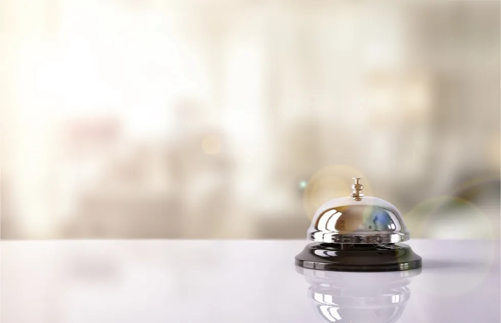 Bell, check in desk, hotel