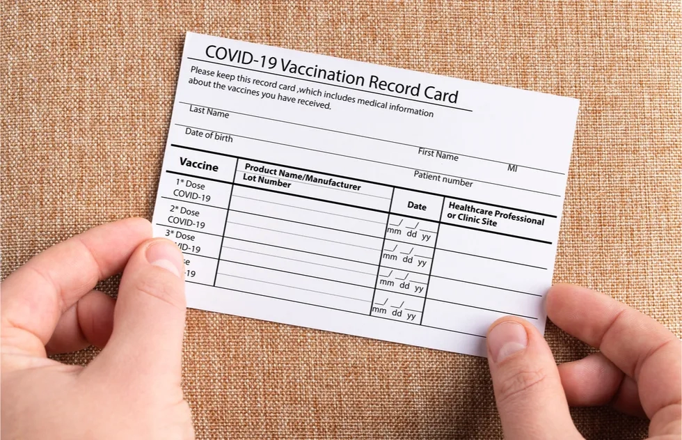 blank Covid-19 vaccination card, United States