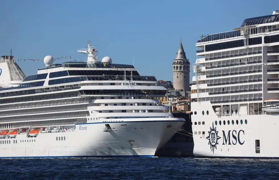 cruise ship traffic jam in port of Istanbul, September 2024