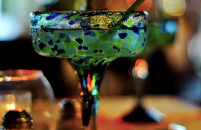 blue-green magarita glass