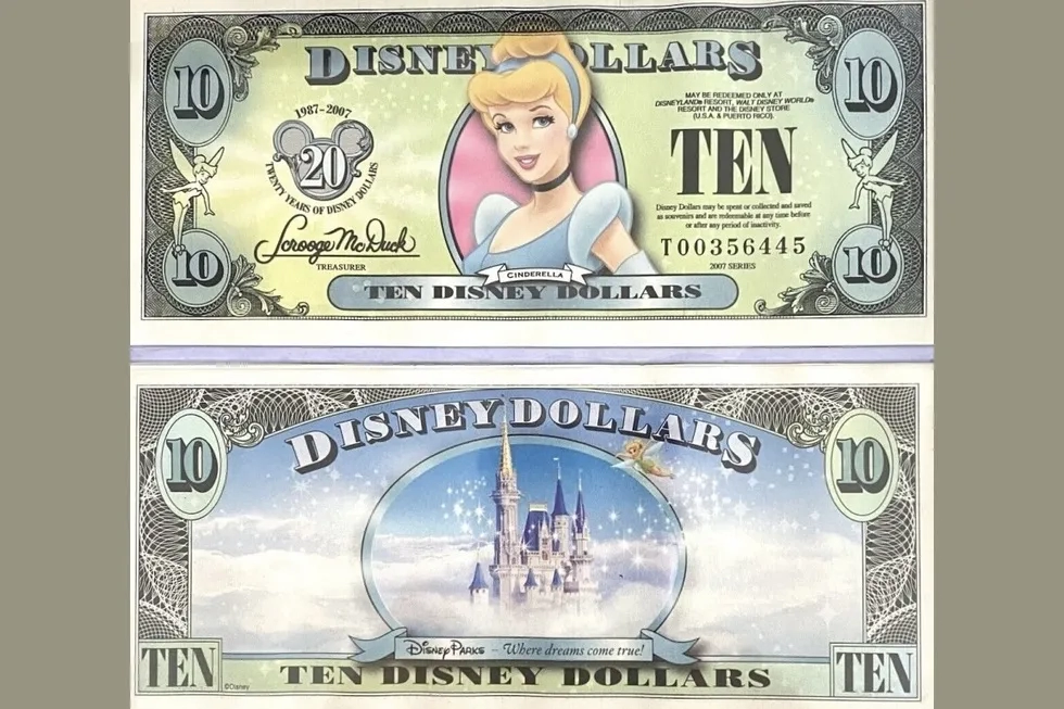 Disney Dollars: Cinderella 10 dollars, 2007