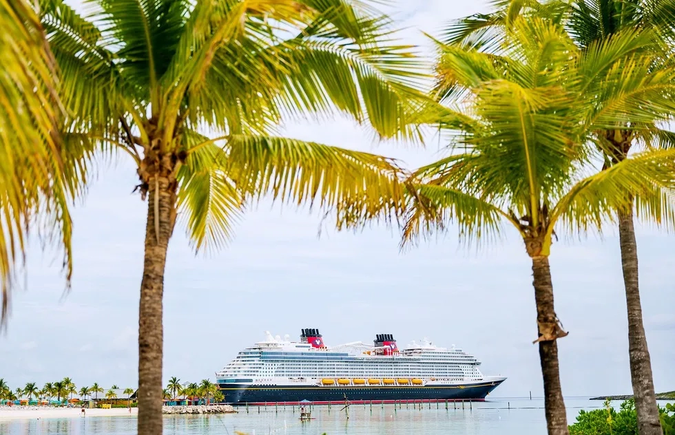 Disney Wish ship at Castaway Cay, Bahamas