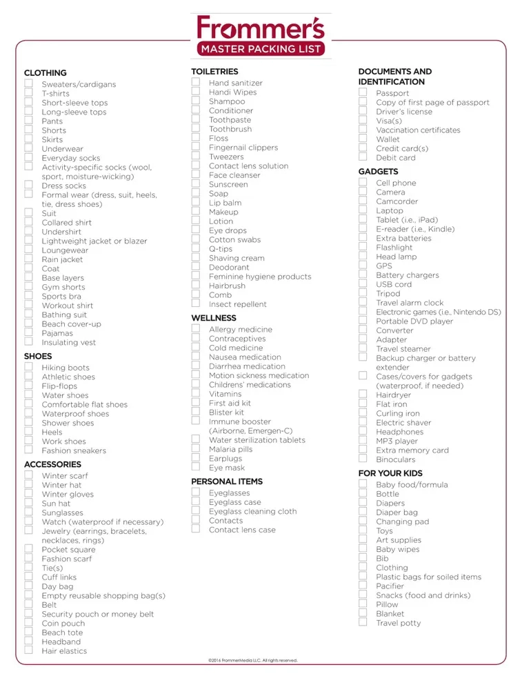 Packing List