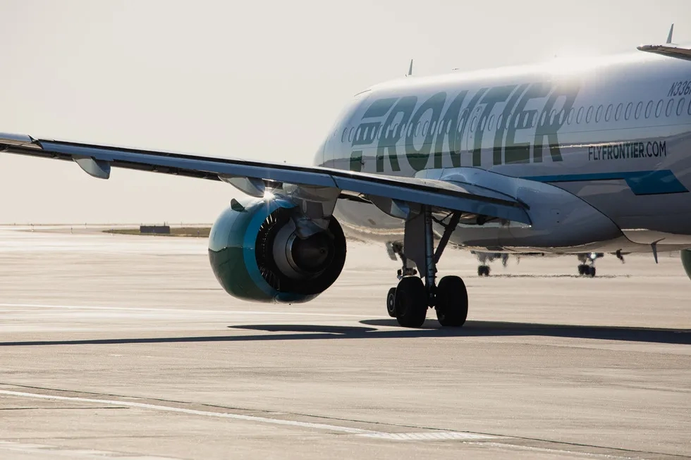 Frontier Airlnes aircraft on a runway