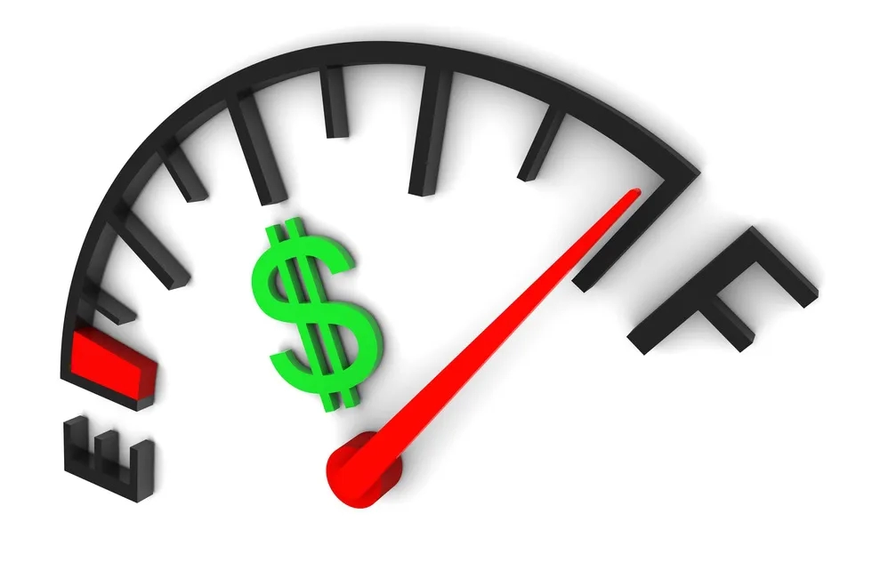 fuel gauge with dollar sign (illustration)
