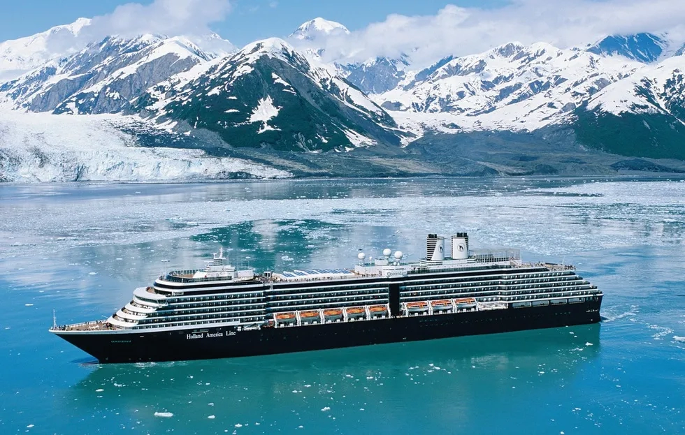 Holland America ship in glacial waters, Alaska