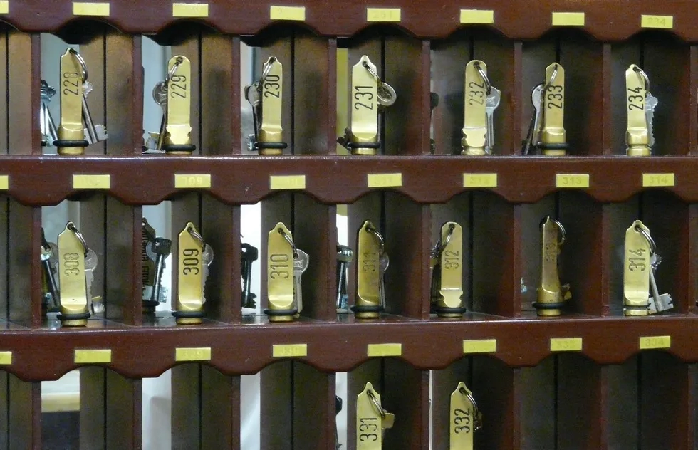Hotel keys in cubbies