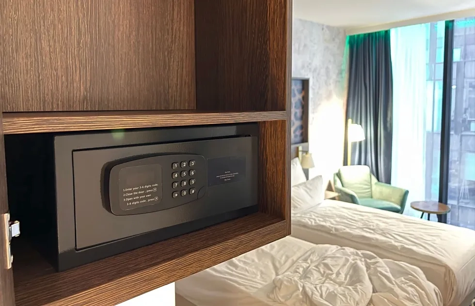 Hotel room safe in context of hotel room