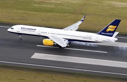 Icelandair jet on runway