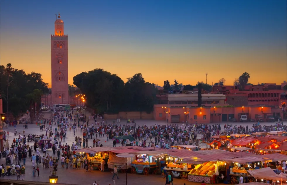 Jemaa el Fna square, Marrakech, in evening