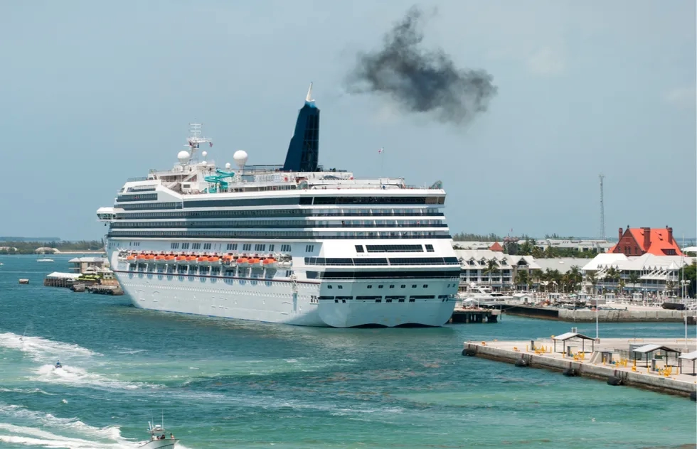 Large cruise ship docked in Key West, Florida
