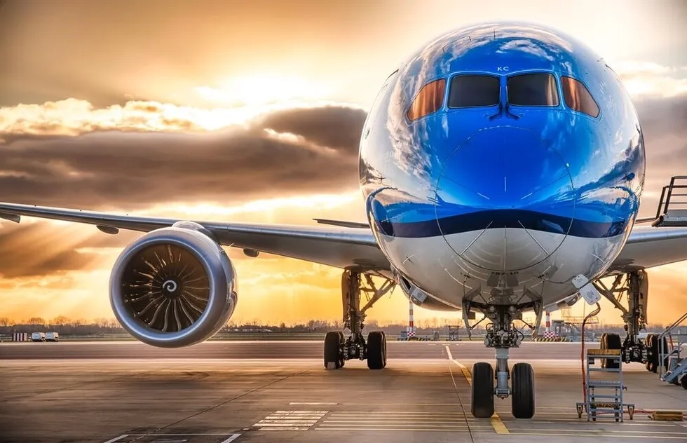 KLM Royal Dutch Airlines, head-on at gate stand