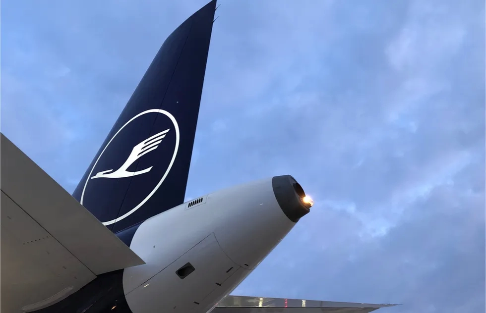 Lufthansa jet tail fin