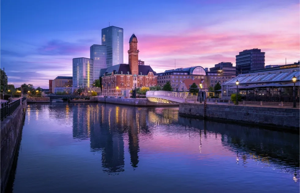 Malmo, Sweden, waterfront at sunset