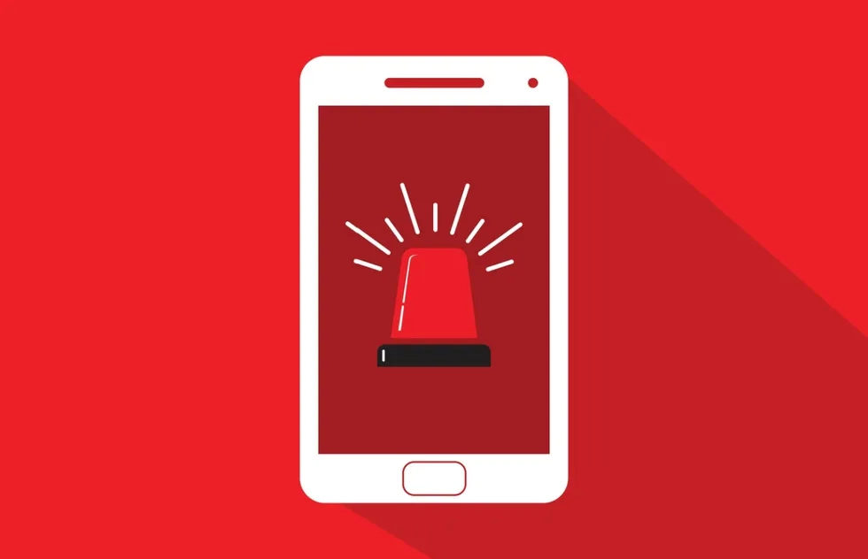 illustration: mobile phone displaying red alarm light