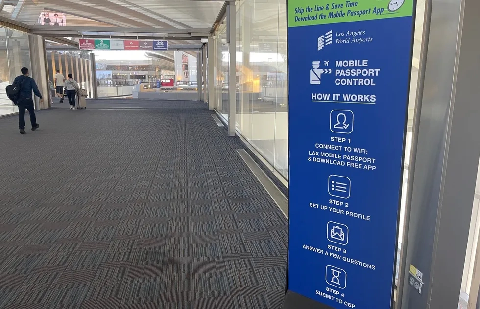 Mobile Passport Control sign at LAX International Terminal