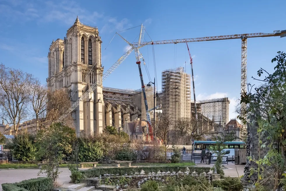 Notre-Dame Cathedral de Paris under reconstruction in January 2023