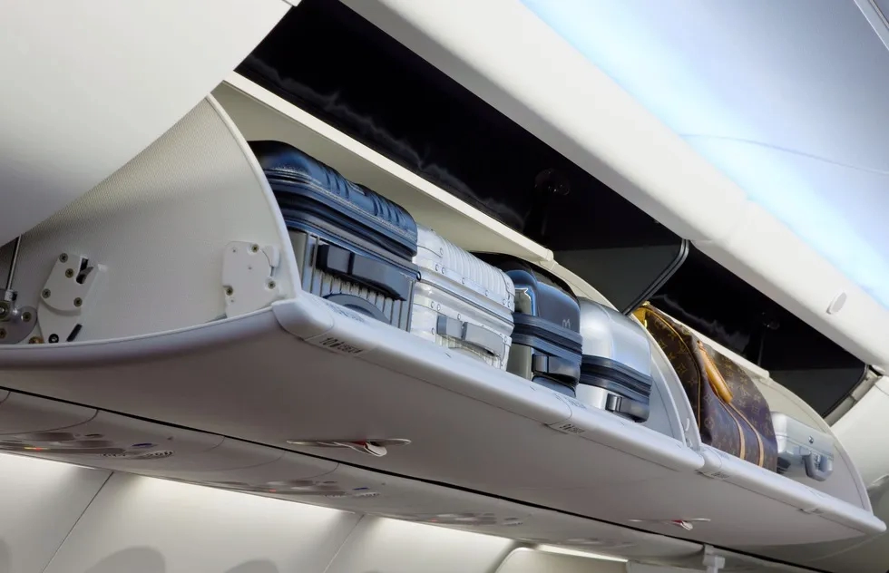 Overhead bins on airplane