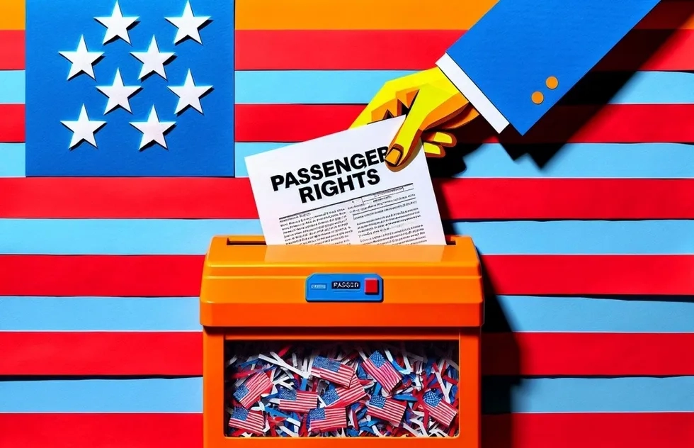 passenger rights shredded illustration in paper collage style