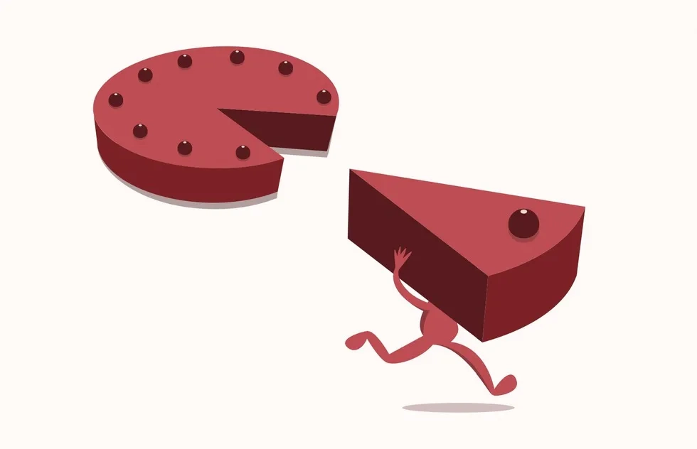 illustration: running off with a slice of pie