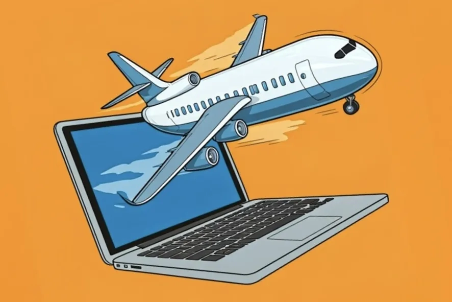 Plane flies out of laptop