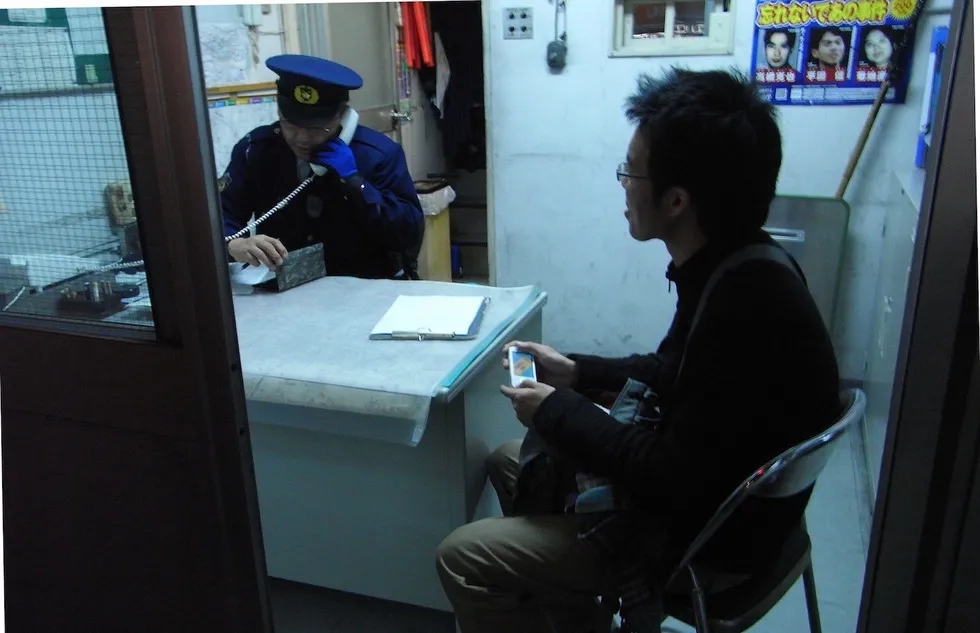 Filing police report in police station