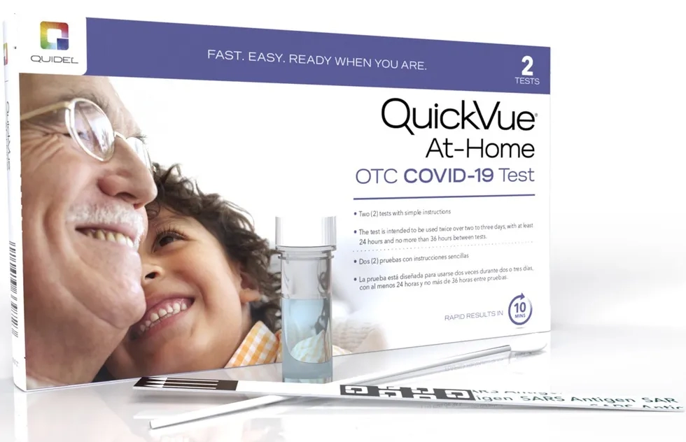 QuickVue home Covid-19 test kit box
