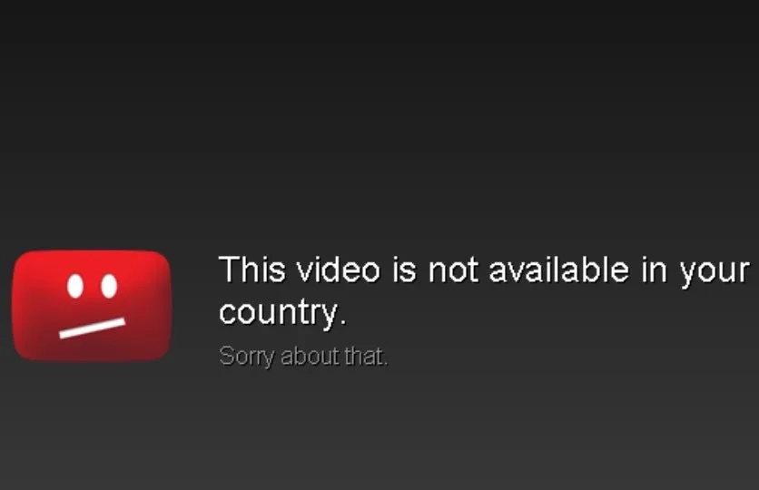 YouTube region restriction warning message