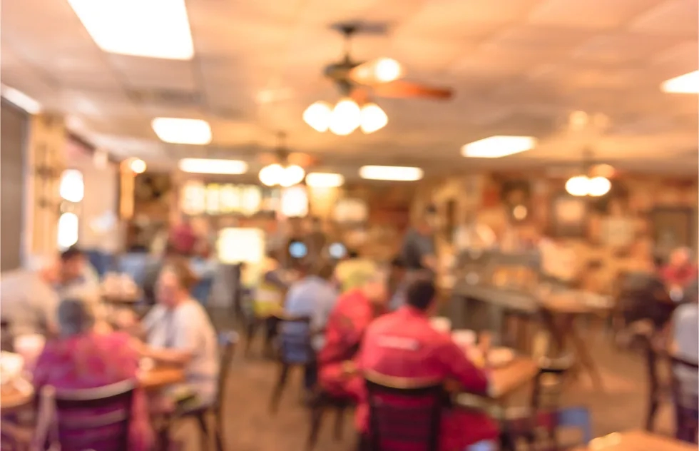 Blurry restaurant interior