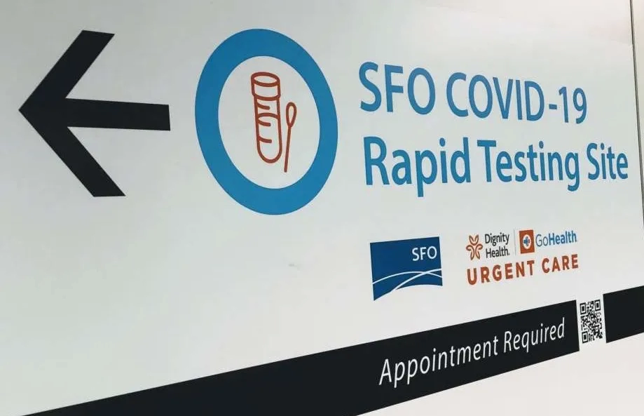 SFO San Francisco airport testing site sign