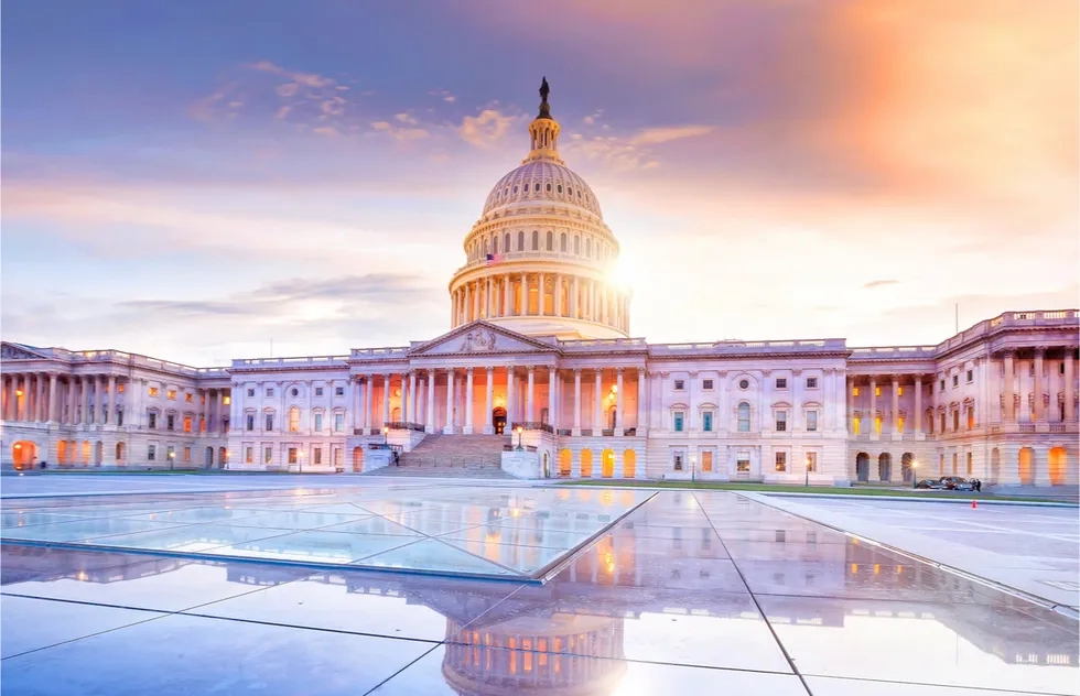 U.S. Capitol building at sunset