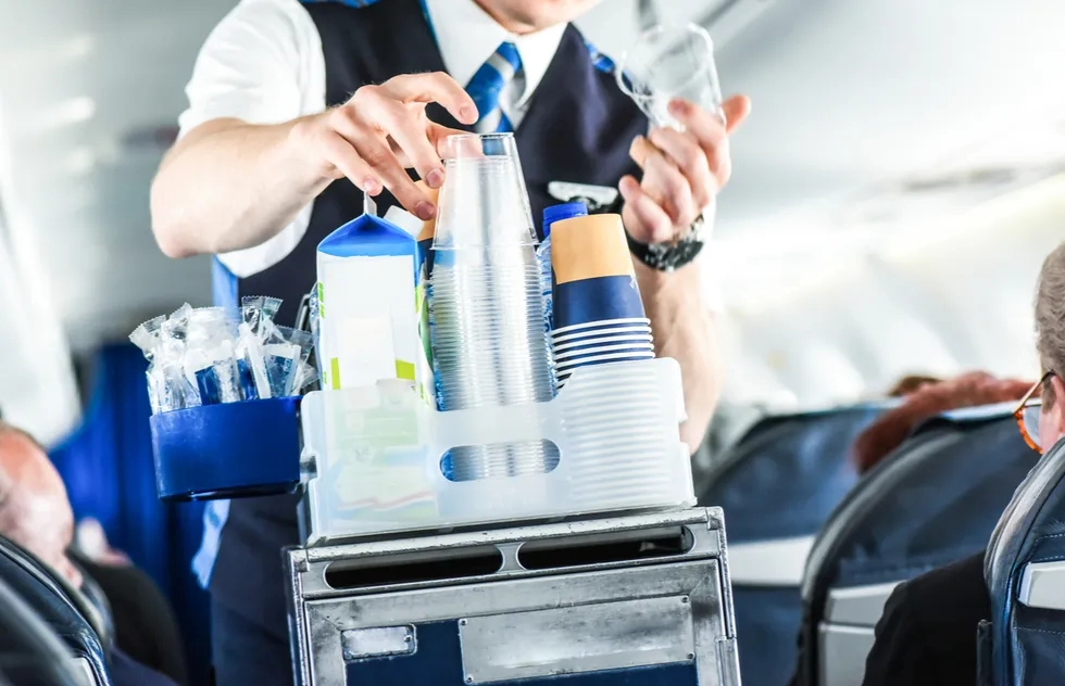 Beverage cart on an airplane
