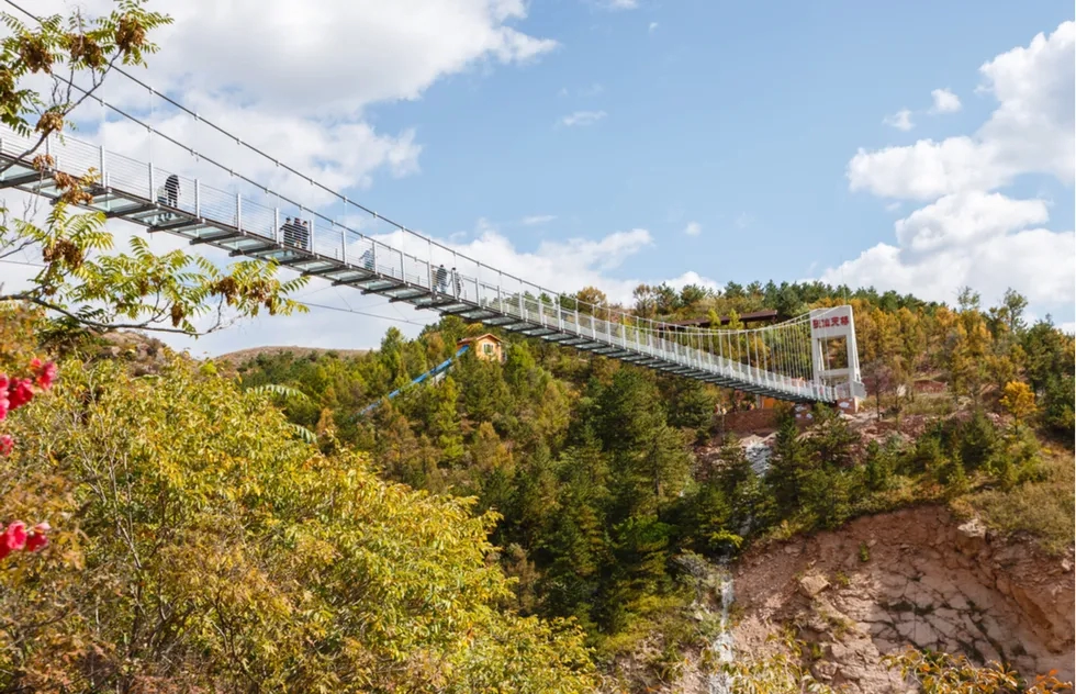 Glass-bottom bridge in the mountains of China's Hebei province