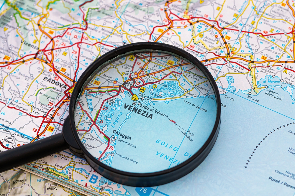 Map of Italy, Venice highlighted