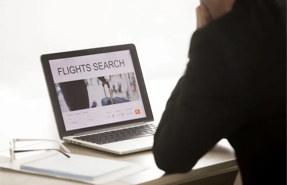 Airfare search of laptop