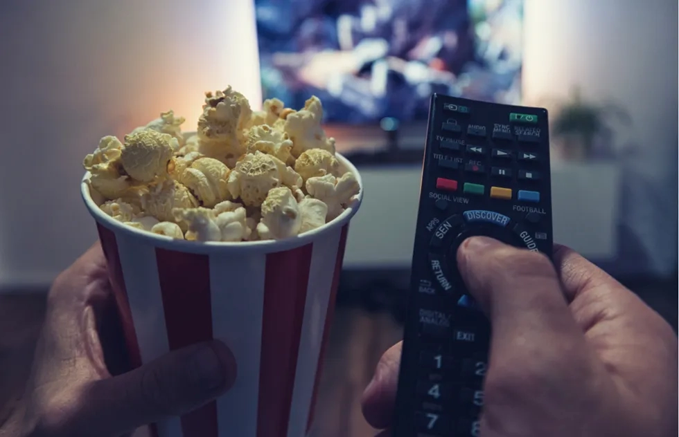 Watching a movie at home