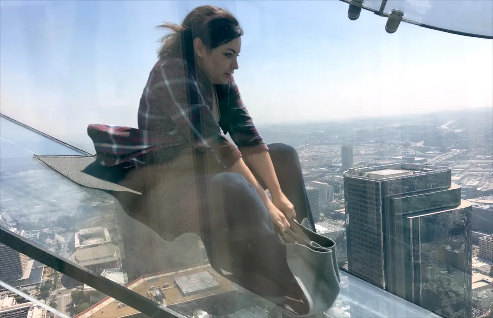 Rider on Skyslide, Skyspace, Los Angeles