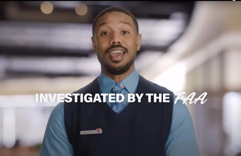 Michael B. Jordan in Saturday Night Live Southwest Airlines ad, Jan 28 2023