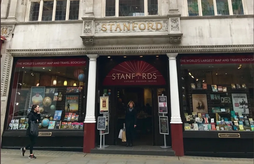 Stanfords book shop facade, London, 2018