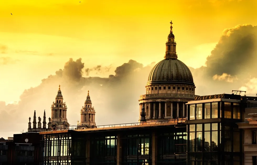 St Paul's Cathedral, London, in orange-yellow hue