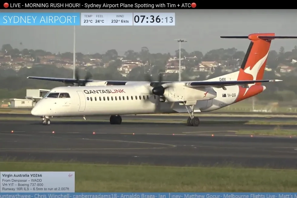 Screen grab of SydSquad Sydney airport live stream, YouTube