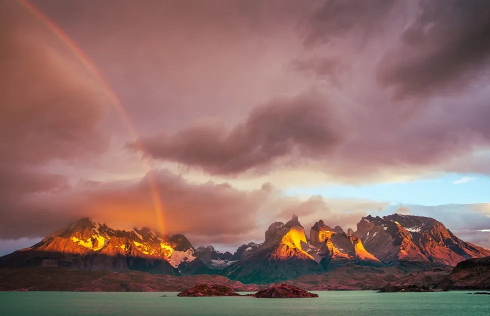 rainbow over Torres del Paine, Chile