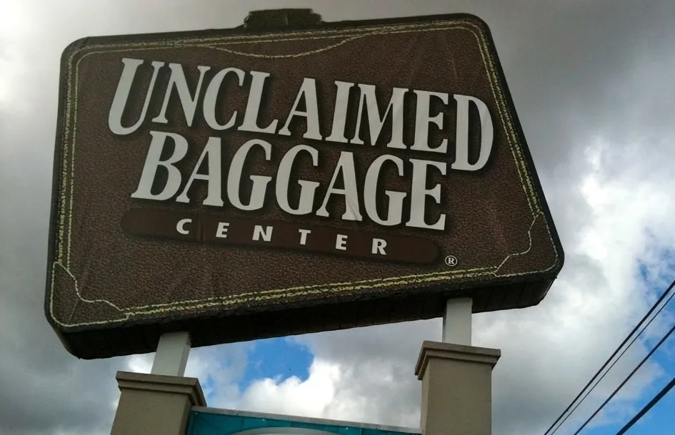 Unclaimed Baggage store sign, Scottsboro, Alabama