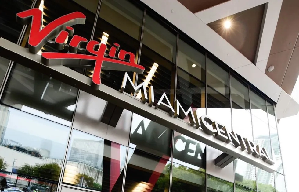 sign on Miami station of Virgin Trains USA