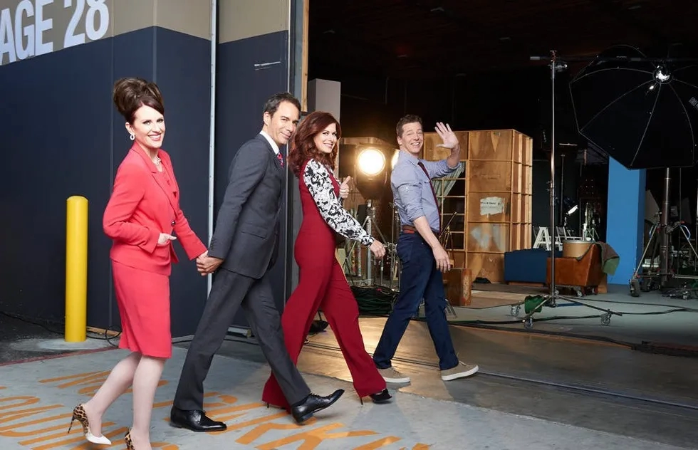 Will & Grace cast at Univeral Studios soundstage