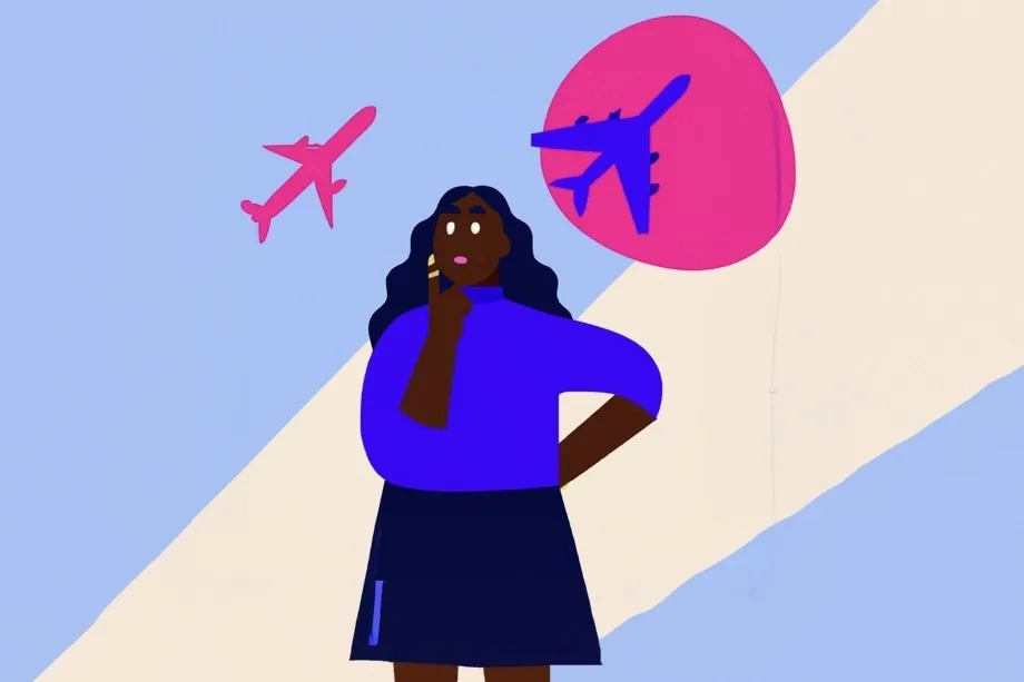 Woman wondering about airplanes